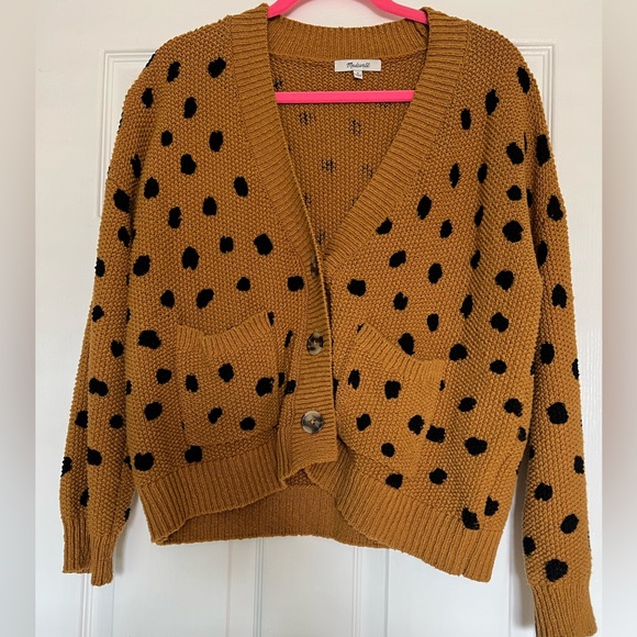 Madewell Hillview Cardigan Sweater in Painted Spots. Size S. Egyptian Gold. - Picture 6 of 10
